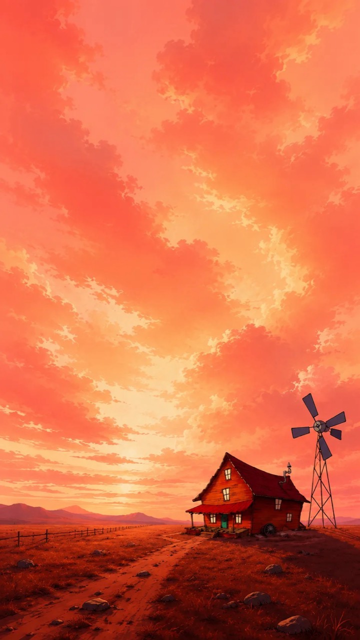 Orange Prairie House wallpaper