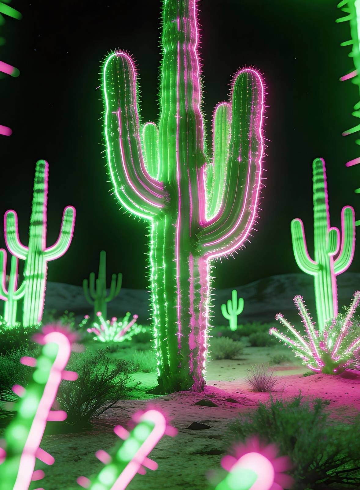 Neon Cactus Night