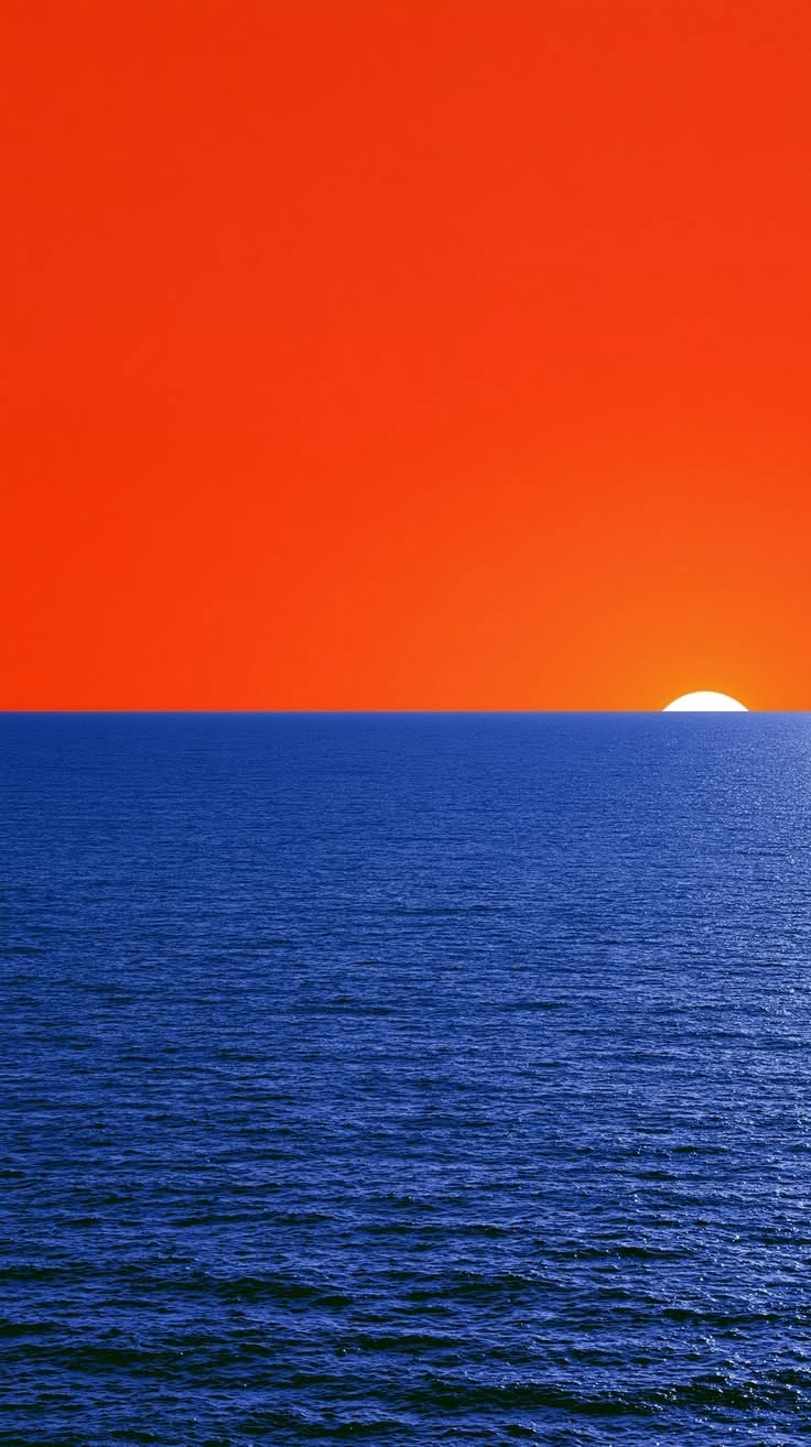 Orange Blue Sea Sunset