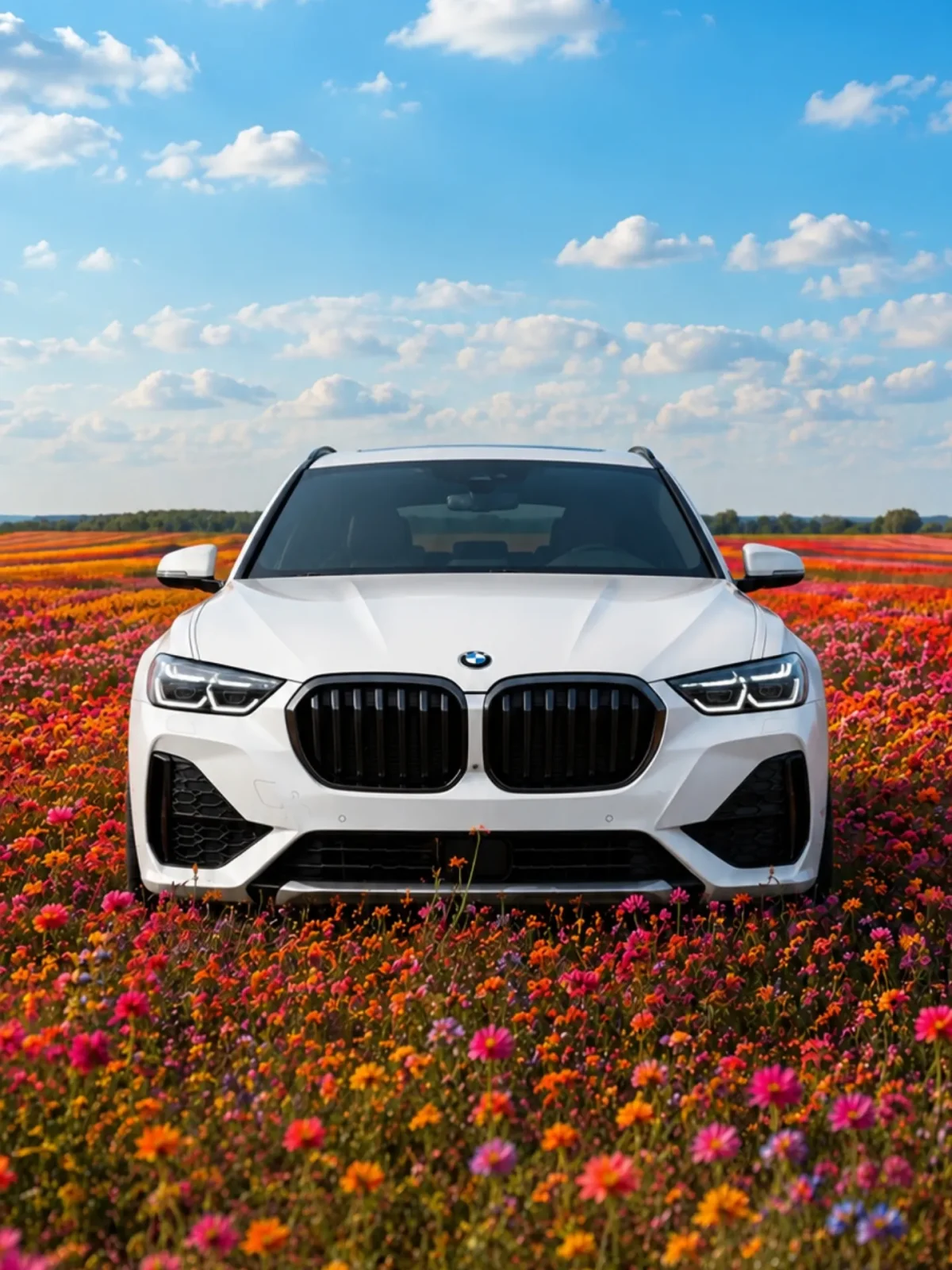 White BMW Flower Field