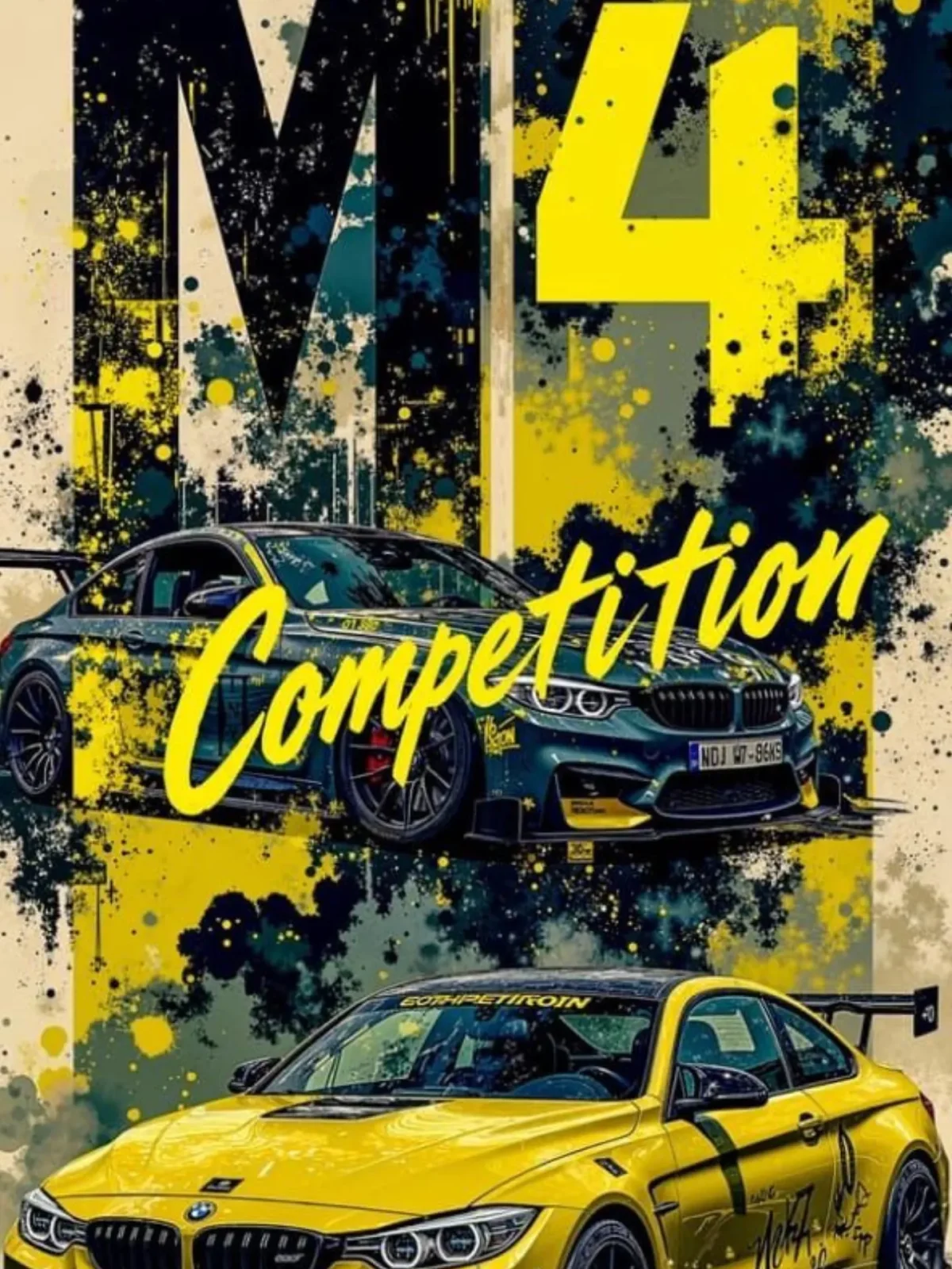 Yellow BMW M4 Poster