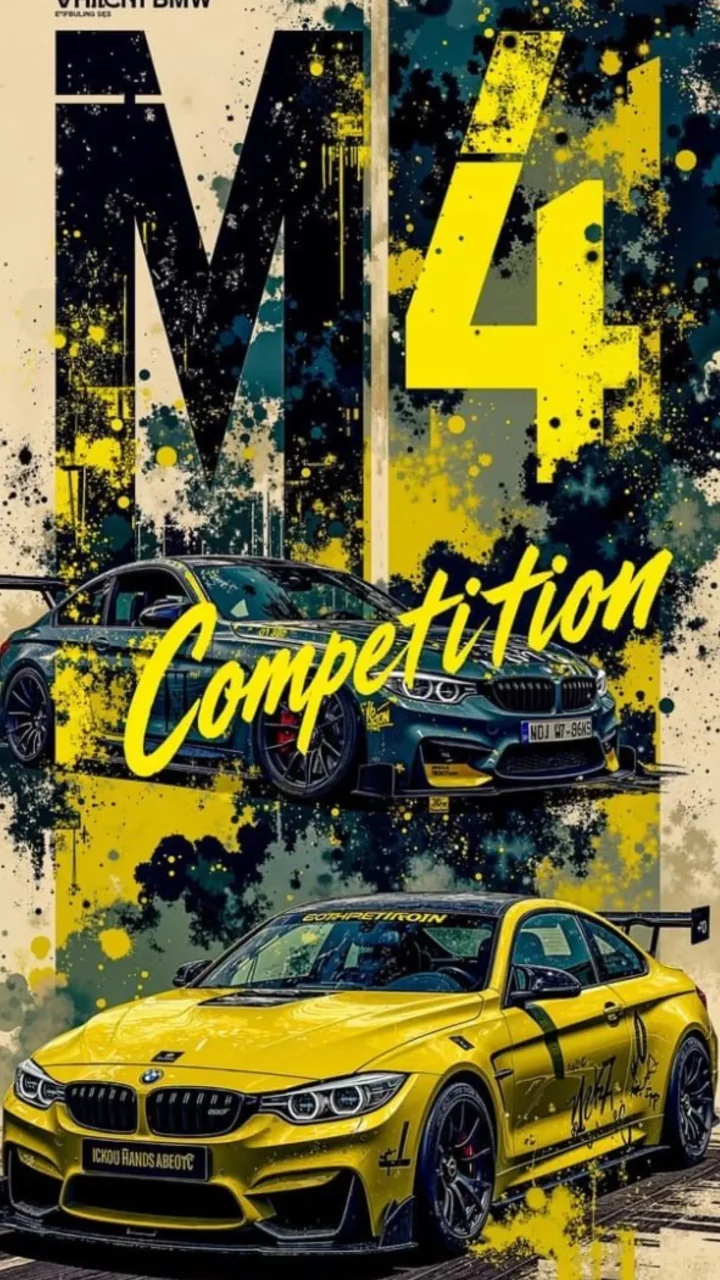 Yellow BMW M4 Poster