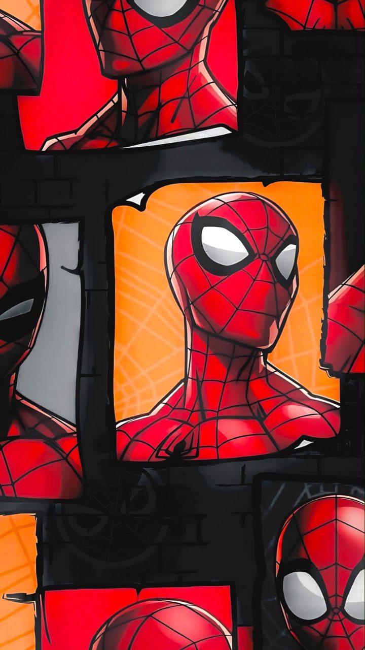 Spider Portrait Panels wallpaper for iPhone and Android