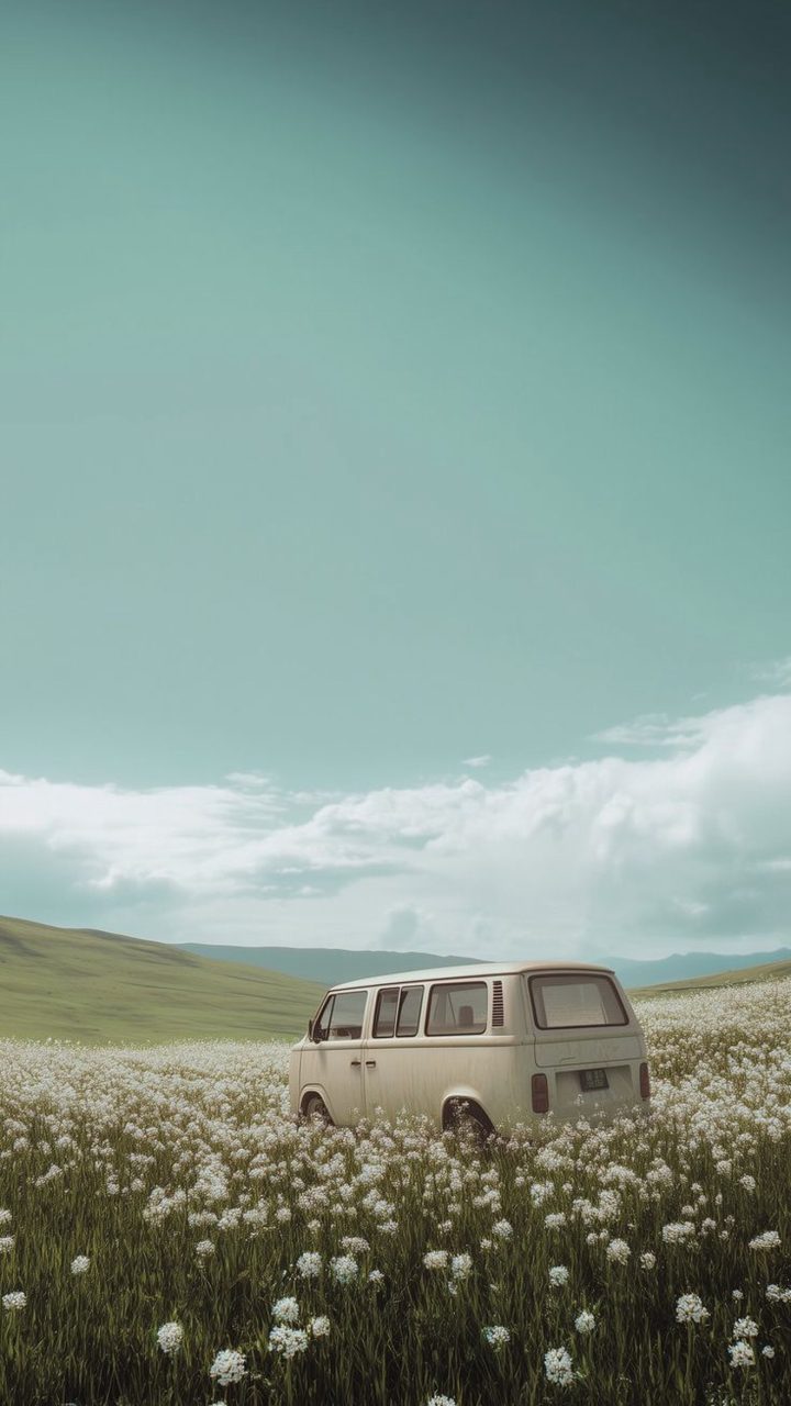 Wildflower Camper Escape wallpaper for iPhone and Android
